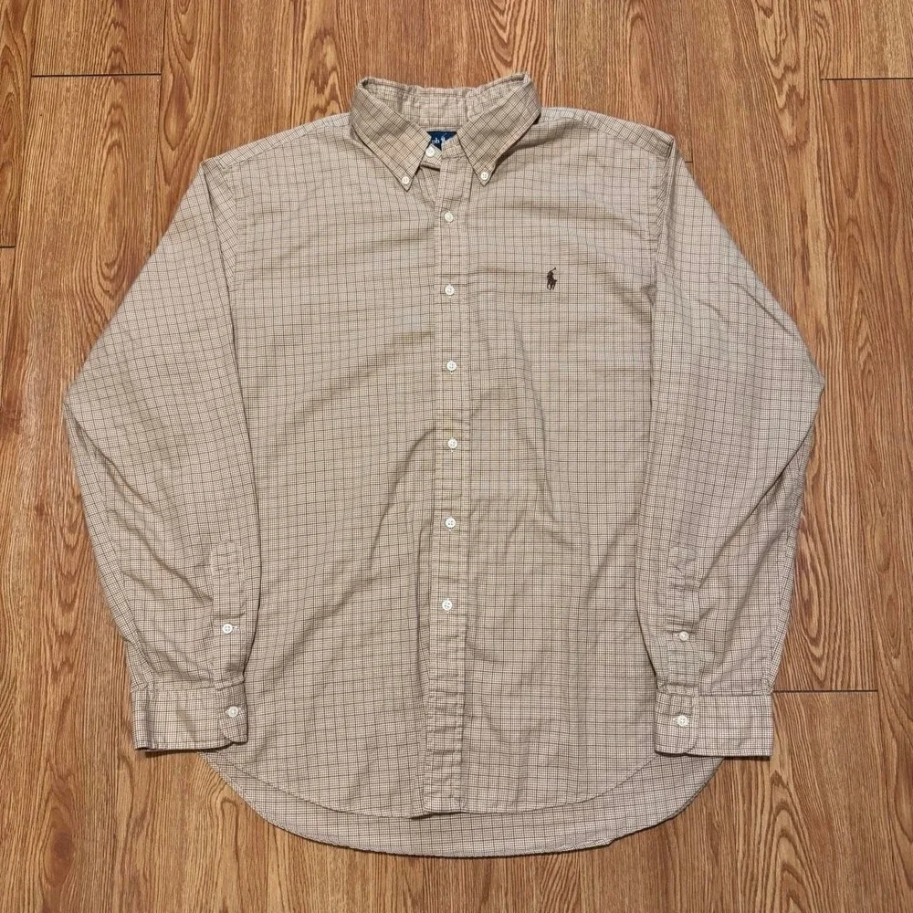 Polo Ralph Lauren Men's Button Down Shirt XL Brown Gingham Preppy